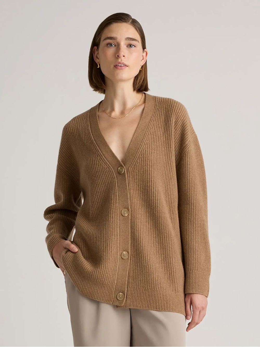 Quince Mongolian Cashmere Oversized Boyfriend Cardigan Sweater Size M